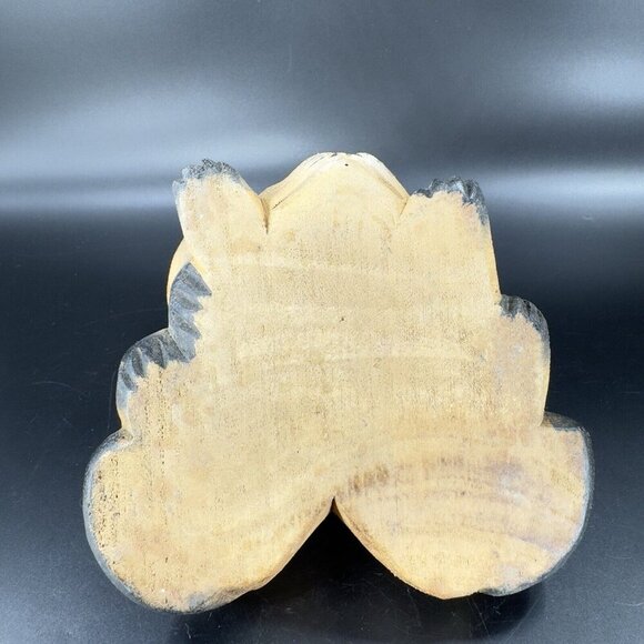 Vintage Hand Carved Wood Kitty Cat Figurine Brown With Blue Eyes Cats Figure - Picture 7 of 14